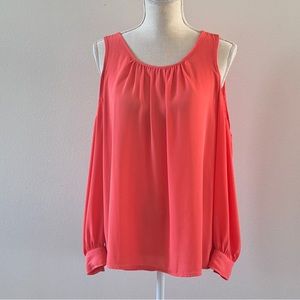 EUC Vince Camuto cold shoulder coral blouse , size small